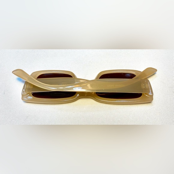 retro square Color sunglasses UV blocking beige brown tint - Picture 5 of 15